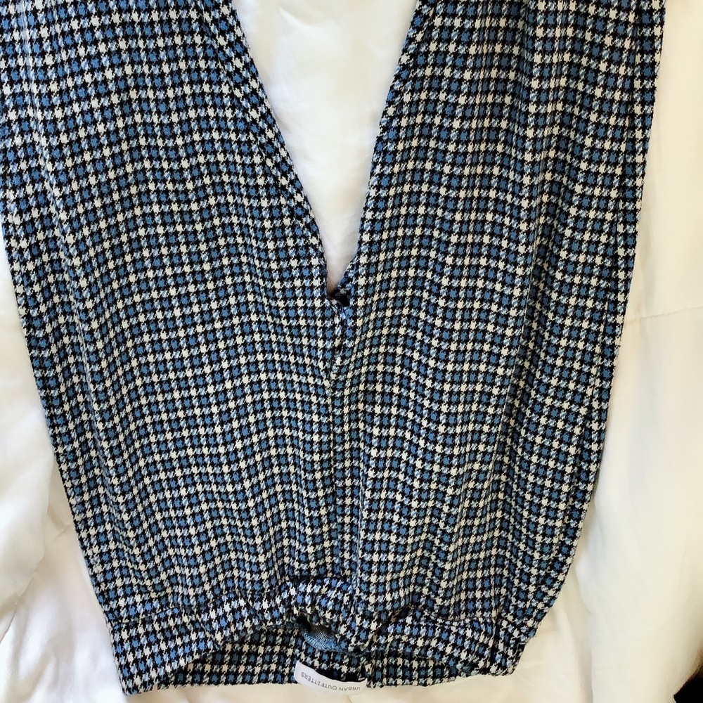 Blue plaid urban outfitters bell bottom leggings